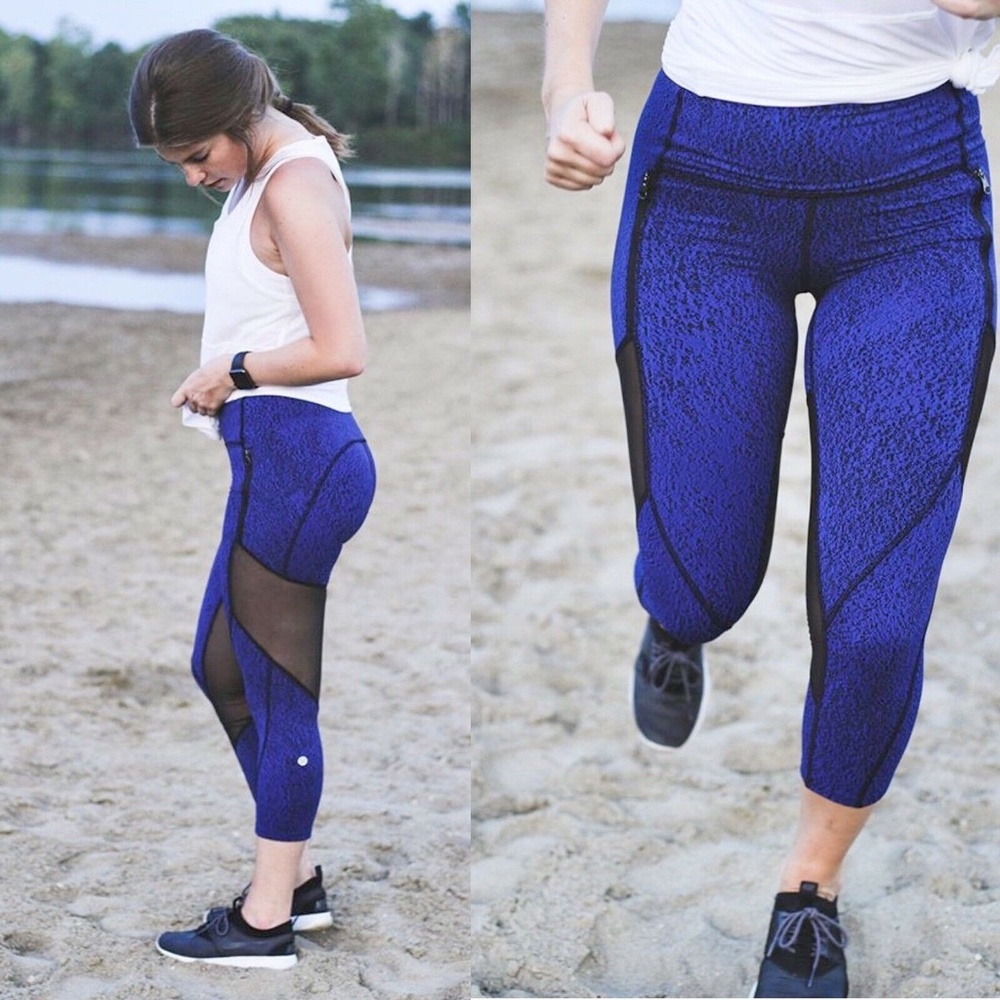 LULULEMON Rush Hour 21” Crop Leggings in Luxtreme Jacquard Sapphire Blue Black